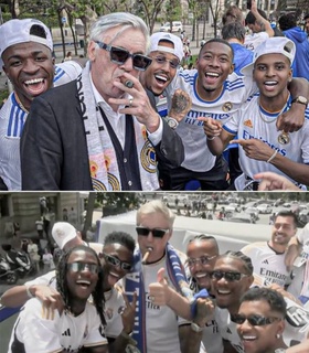 Анчелотти повторил популярное фото с сигарой и в очках на чемпионском параде «Реала»