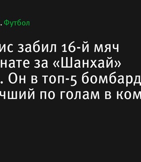 Андре Луис забил 16-й мяч в чемпионате за «Шанхай Шеньхуа», попав в топ-5 бомбардиров лиги