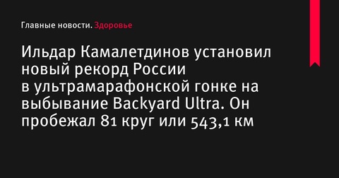 Ильдар Камалетдинов установил новый рекорд России в ультрамарафонской гонке Backyard Ultra