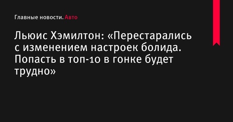 Хэмилтон: «Попасть в топ-10 на Гран-при Нидерландов будет трудно»