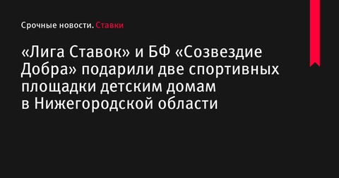 «Лига Ставок» и БФ «Созвездие Добра» подарили спортивные площадки детским домам в Нижегородской области