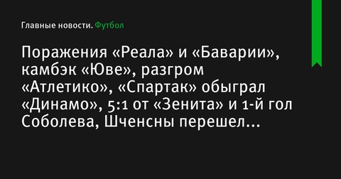 Итоги спортивного дня: сенсации в Лиге чемпионов и громкие перестановки в футболе