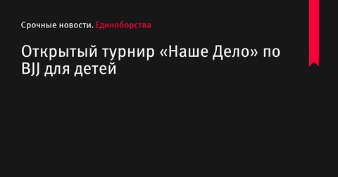 Тольятти примет турнир «Наше Дело Россия: BJJ» для детей в 2024 году