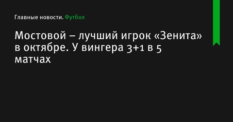 Андрей Мостовой признан лучшим игроком «Зенита» в октябре