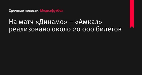 На матч «Динамо» – «Амкал» продано около 20 тысяч билетов